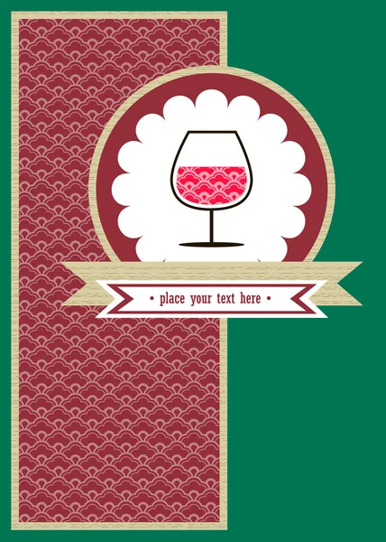 Cartão com um glace de vinho e padrão vermelho —  Vetores de Stock