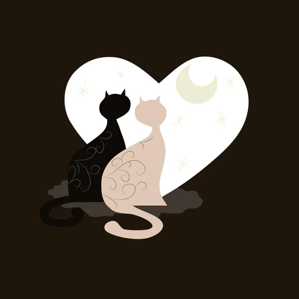 Gatos en la noche — Vector de stock