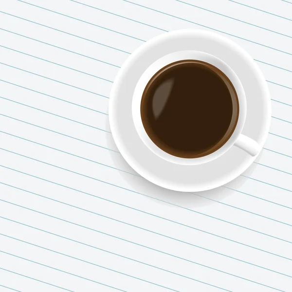 Une tasse de café sur la feuille de papier — Image vectorielle