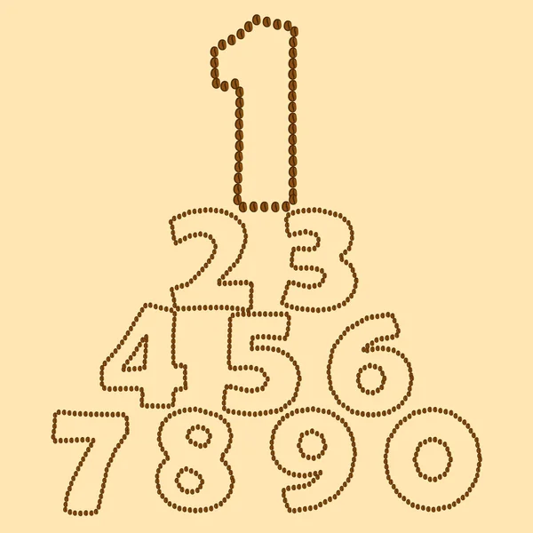 Numbers made of coffee beans — Stock Vector