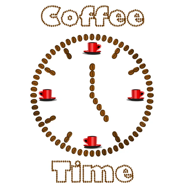 Orologio fatto di chicchi di caffè — Vettoriale Stock