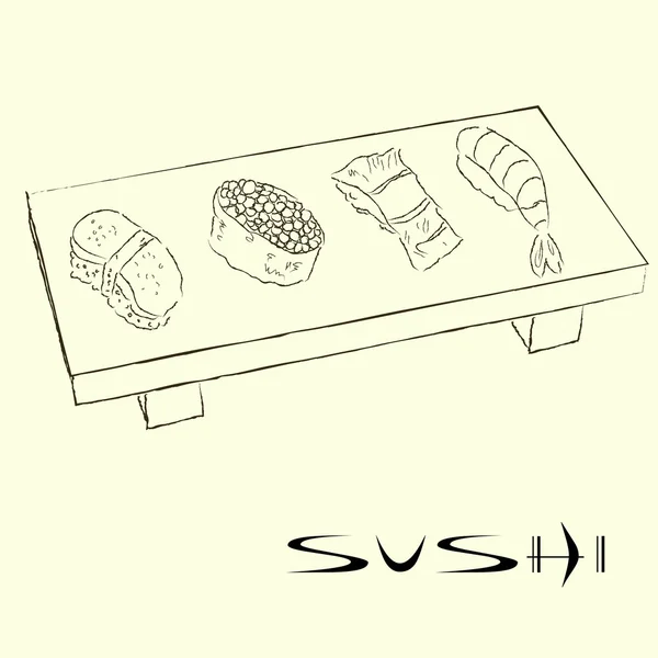 Sushi schizzi — Vettoriale Stock