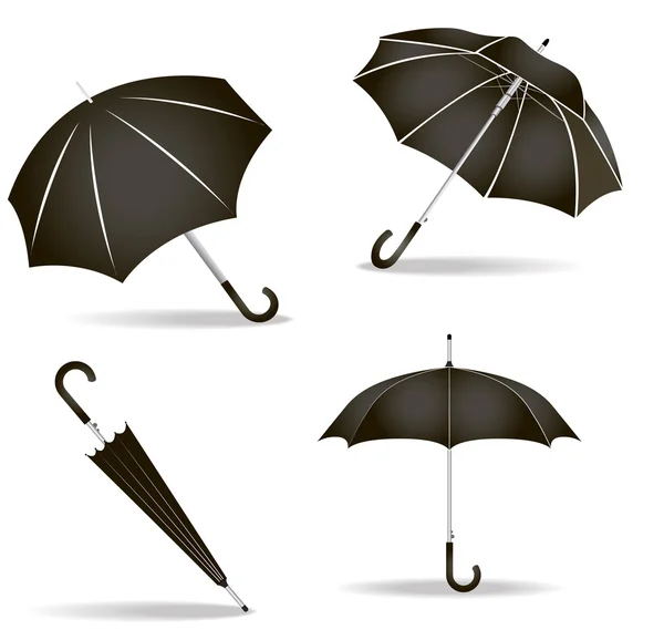 Black umbrellas set — Stock Vector