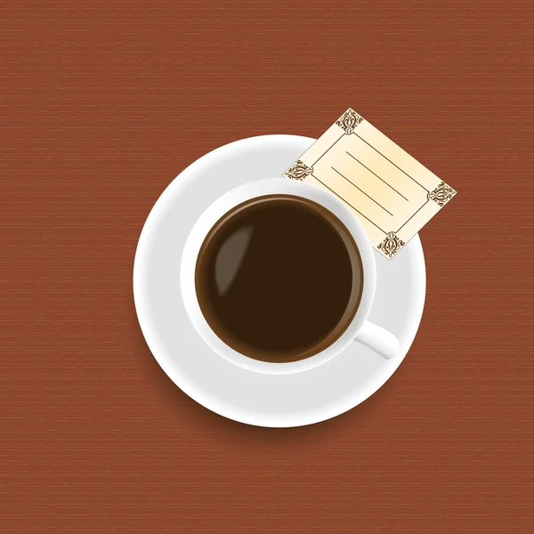 A cup of coffee with a card — Stock Vector