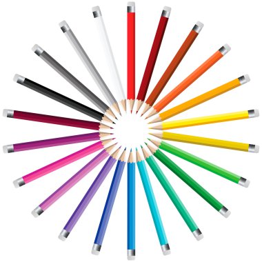 Çember şeklinde kalemler.