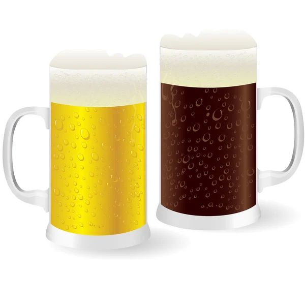 Duas canecas de cerveja — Vetor de Stock