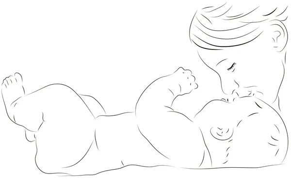 Anne bebeğini öpüşme