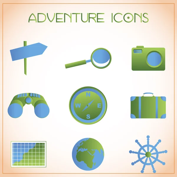 Iconos de aventura — Vector de stock