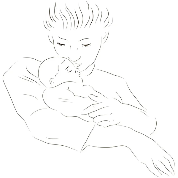 Mamma med en sovande bebis Royaltyfria illustrationer