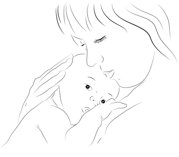 Mor och nyfödda Royaltyfria illustrationer