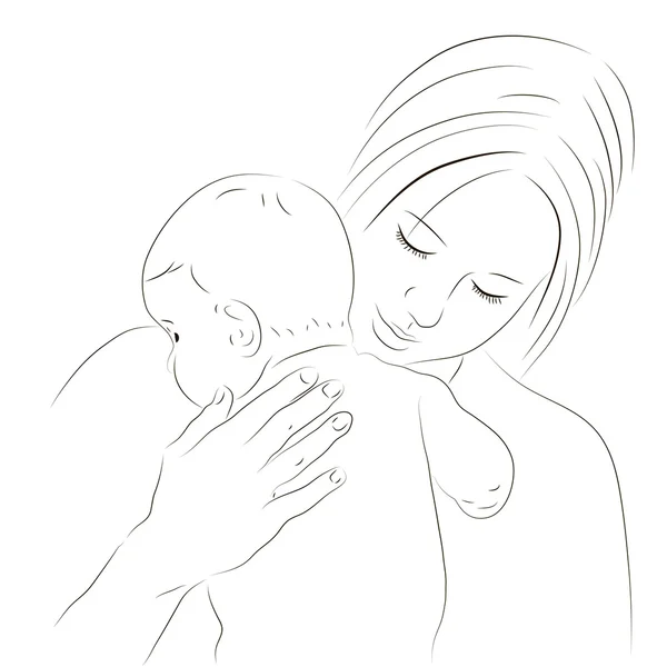 Mutter und Neugeborener Sketch lizenzfreie Stockvektoren