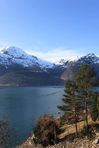 Fjordok és hegyek — Stock Fotó