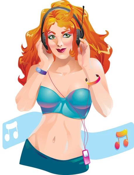 Girl with headphones — Stock Vector