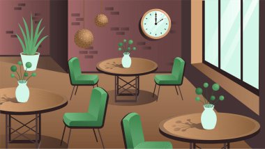 Samimi kafe ya da restoran içi yumuşak mor ve kahverengi renklerde. Buluşma ya da buluşma için çok rahat bir yer.