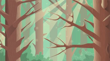 Türkuaz renklerde nadir ışık huzmeleri olan sihirli orman büyülü ve gizemli görünüyor. Oyun arkaplanı, reklam, sunum veya video için iyi.