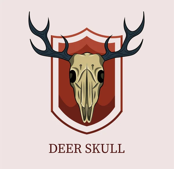 Deer Skull Logo Shield Suits Men Club Motoclub Hunting — Stock Vector