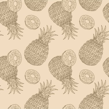 Hand drawn pine apple seamless pattern