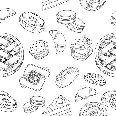 Hand drawn pastry tile of seamless patter