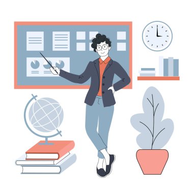 Geography teacher at the lesson