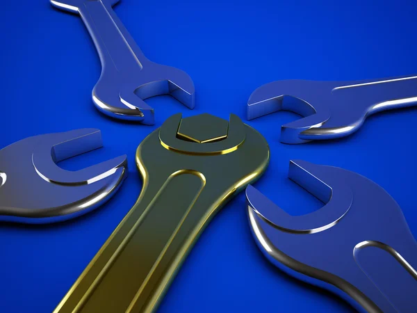 Golden wrench — Stock Photo, Image