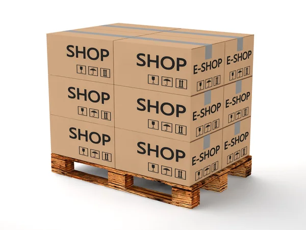 Pallet with cardboard boxes — Stock Photo, Image