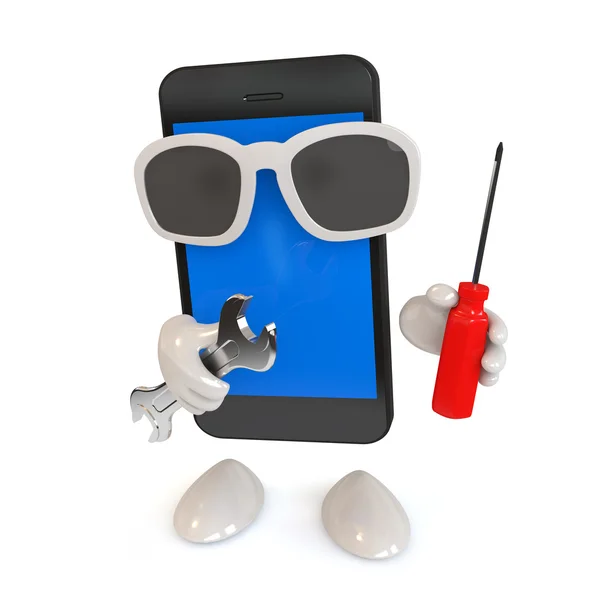 Smartphone with glasses — Stock Photo, Image
