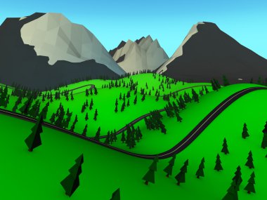 Yolun karşı dağlar