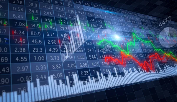 Groene Rode Bewegende Grafieken Verschillende Financiële Grafieken Kolommen Achtergrond Van — Stockfoto