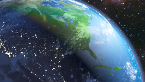 Veduta Spaziale Degli Stati Uniti America Una Terra Rotante Rendering — Video Stock