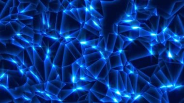 Mavi tonlamalı farklı çokgenlerin döngülü geometrik arkaplanı. 3d hazırlayıcı.