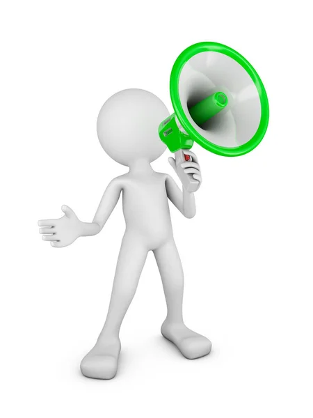 Faceless Man Megaphone White Background Render — Stock Photo, Image