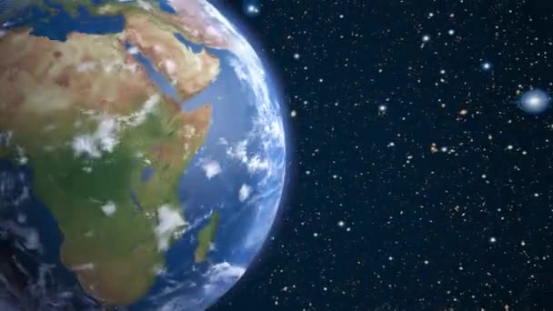 Rotation Boucle Planète Terre Sur Fond Changement Jour Nuit Rendu — Video