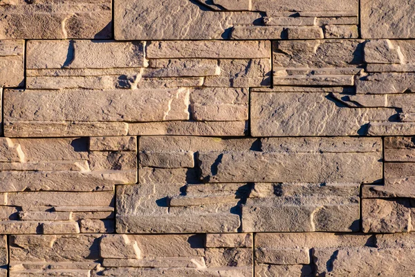 Fragmento Uma Parede Feita Tijolos Decorativos Textura Painel Ladrilhos Pedra — Fotografia de Stock