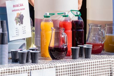 Mutenice, Çek Cumhuriyeti - 9 Ekim 2021 Mutant Festivali 'nde genç şarap sergisi