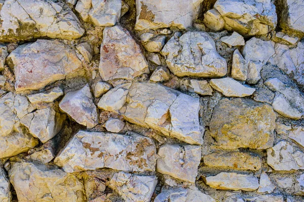 Una Pared Piedras Grises Claras Gruesas Dobladas Irregularmente Fondo Textura — Foto de Stock