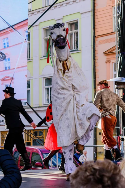 Olomouc Tschechische Republik Februar 2022 Karnevalsfest Traditionelles Slawisches Volksfest Winter — Stockfoto