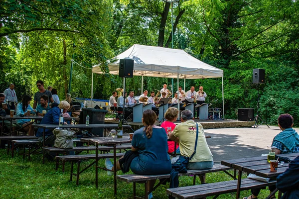 Straznice Czechy Czerwca 2022 Międzynarodowy Festiwal Folklorystyczny Publiczność Słucha Muzyki — Zdjęcie stockowe