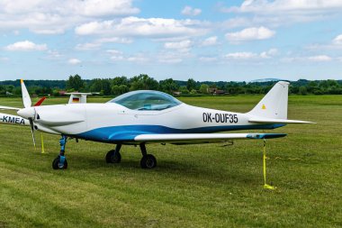 Breclav, Czech Republic - July 02, 2022 Aviation Day. OK-OUF 35 Fascination ultralight aircraft ready at breclav airport