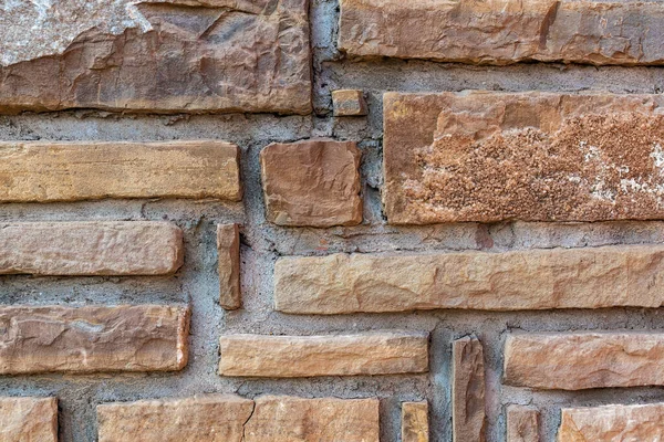 Wall Composed Rectangular Segments Stone Texture Background Further Work — Stockfoto