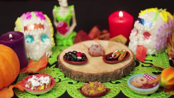 Día Los Muertos Tradición Mexicana Cultura Religión Velas Calaveras Azúcar — Vídeo de stock