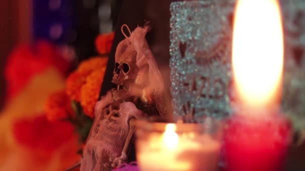 Hari Orang Mati Tradisi Meksiko Budaya Dan Agama Lilin Tengkorak — Stok Video