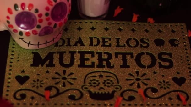 Jour Des Morts Tradition Mexicaine Culture Religion Bougies Crânes Sucre — Video