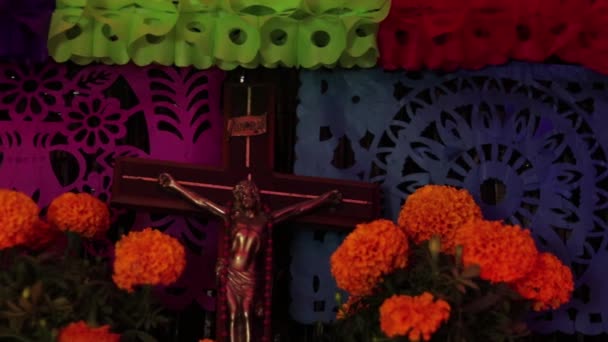 Tag Der Toten Mexikanische Tradition Kultur Und Religion Kerzen Zuckerschädel — Stockvideo