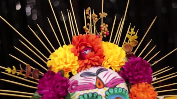 Día Los Muertos Tradición Mexicana Cultura Religión Velas Calaveras Azúcar — Vídeo de stock
