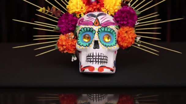 Día Los Muertos Tradición Mexicana Cultura Religión Velas Calaveras Azúcar — Vídeo de stock