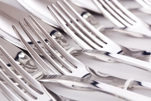 Close up of flatware isolated on white background Stock Picture