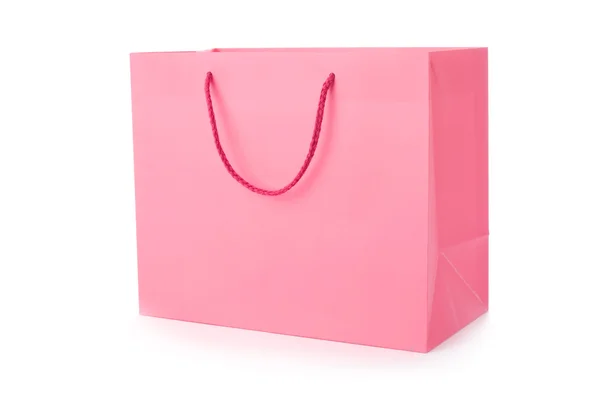 Różowy torba na zakupy na białym tle na białym tle — Zdjęcie stockowe