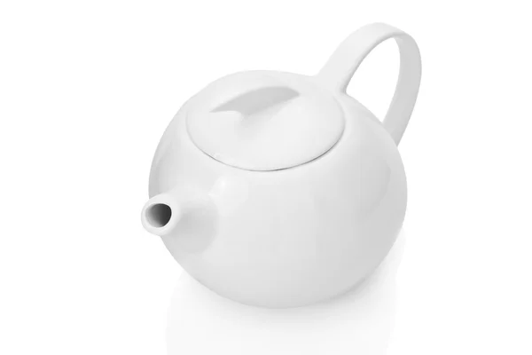 Panela de chá branco isolado no fundo branco — Fotografia de Stock