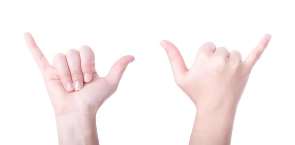 Shaka Handzeichen isoliert auf weißem Hintergrund — Stockfoto
