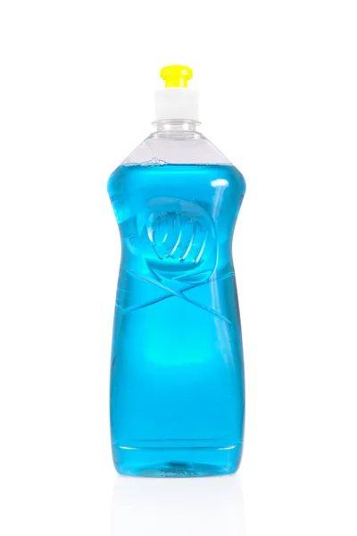 Бутылка жидкого моющего средства для мытья посуды на белом фоне Стоковая Картинка